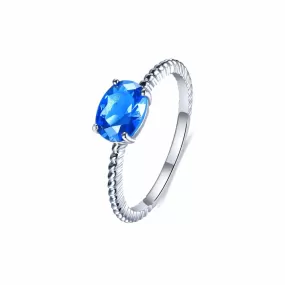 Blue Sapphire Oval Cut Engagement Ring