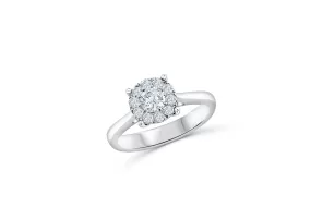 Cluster Diamond Engagement Ring 0.52 ct tw 14K White Gold DENG009