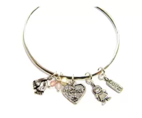 Designer silver bangles, Charms Israeli bracelet. Heart, beautiful charms Bracelet