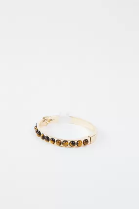 Kara Hinge Bangle Bracelet, Gold/Tigers Eye