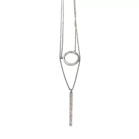 Layered Diamond Necklace 14K White Gold