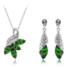 Marquise Cut Crystal Necklace & Earrings Fashion Jewelry Set