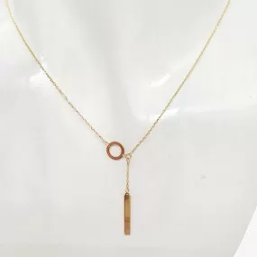 Ring Bar Drop Necklace 18K Gold