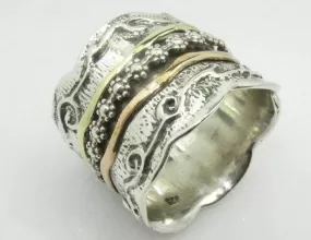 Spinner rings for women. Silver spinner ring, Silver & gold Israeli ring