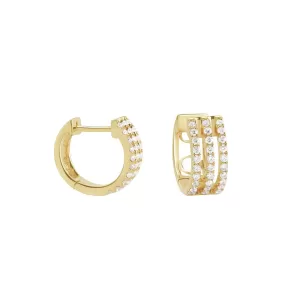 Triple Diamond Huggie Earrings